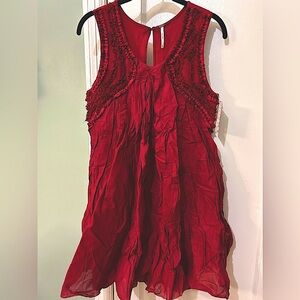NWT Free People women’s red beaded embroidered dress holiday red Sz M